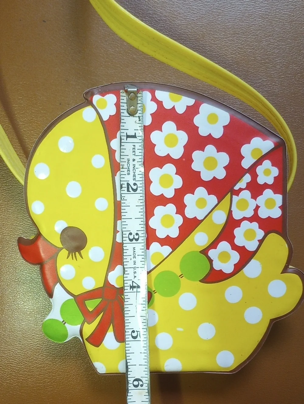 Colorful Vtg Retro Floral & Polka Dot Chick Purse. Yellow Red Green White Brown